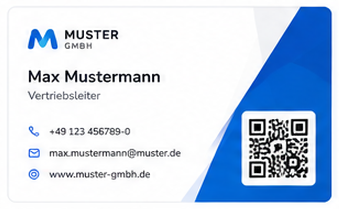 Beispiel einer gedruckten Visitenkarte mit QR-Code